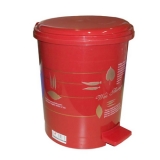 节力（JIELI）T-08 脚踏大号圆形塑料垃圾桶（红色）